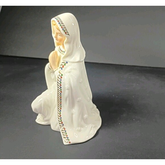 Baby Jesus Mary Joseph Porcelain Nativity 3 Piece Scene White Gold Holiday Decor - Picture 11 of 16